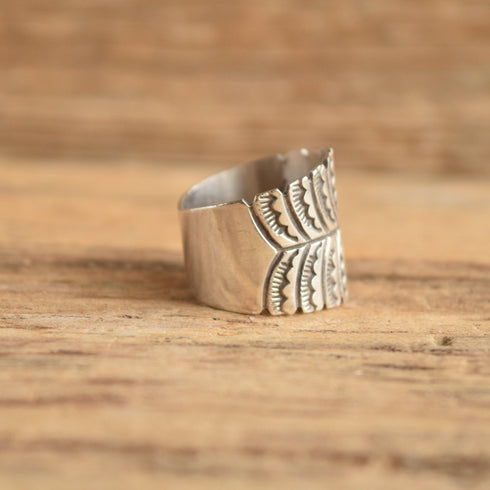 Feather Cigar Band Ring - Size 8.5 - Douglas Etsitty